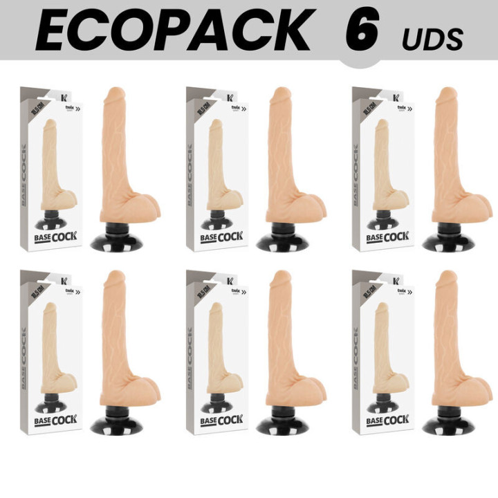 ECOPACK 6 UNIT - BASECOCK VIBRADOR REALÍSTICO 2-1 NATURAL 18.5 CM -O- 4 CM
