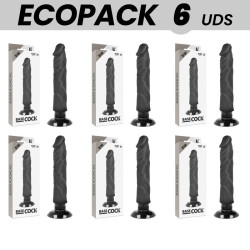 ECOPACK 6 UNIT - BASECOCK VIBRADOR REALÍSTICO BASECOCK 2-1 PRETO 20 CM -O- 4 CM