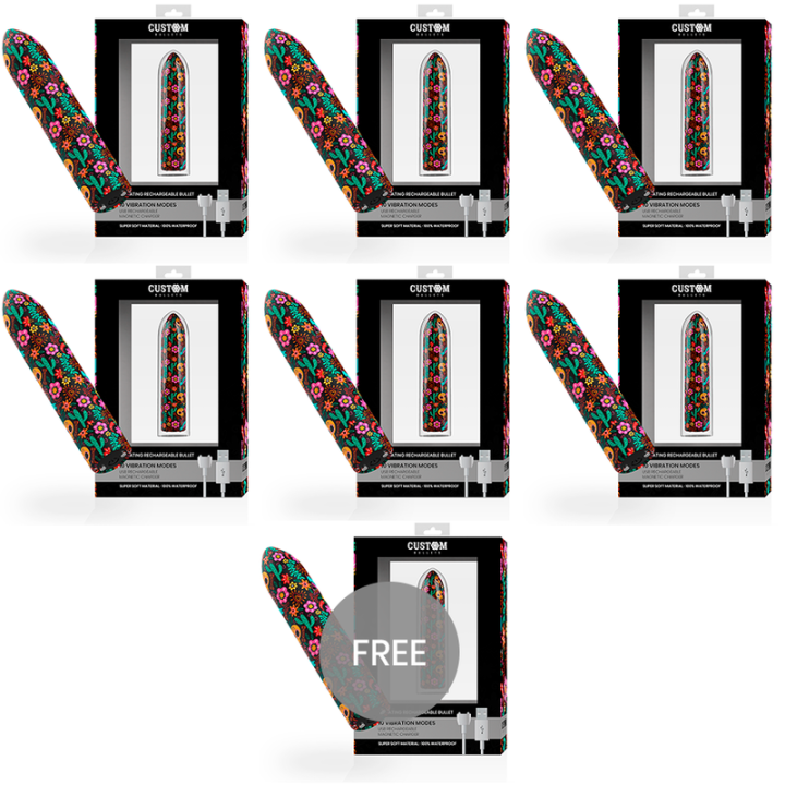 CUSTOM BULLETS - CRÂNIO RECARREGÁVEL BALA MAGNÉTICA 10 INTENSIDADES 6 + 1 GRÁTIS