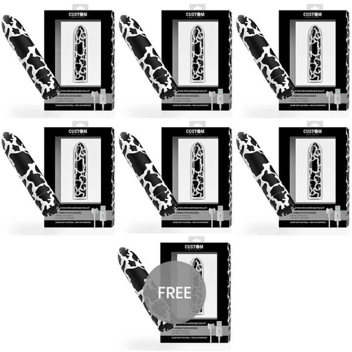 CUSTOM BULLETS - VACA RECARREGÁVEL BALA MAGNÉTICA 10 INTENSIDADES 6 + 1 GRÁTIS