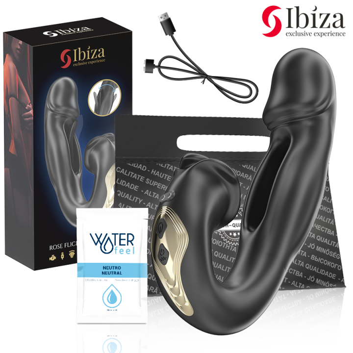 IBIZA - VIBRADOR ROSA COM EFEITO DE FLICKING E ESTIMULADOR DE CLITÓRIS