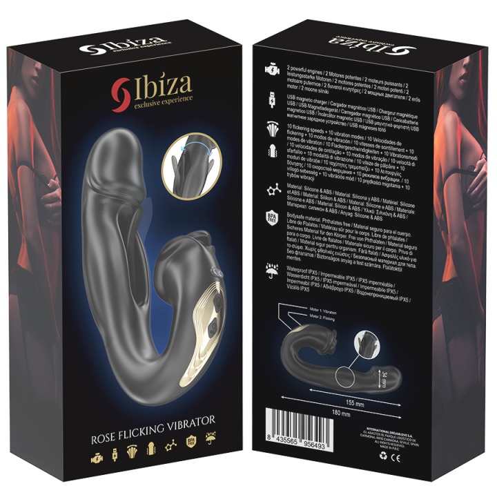 IBIZA - VIBRADOR ROSA COM EFEITO DE FLICKING E ESTIMULADOR DE CLITÓRIS