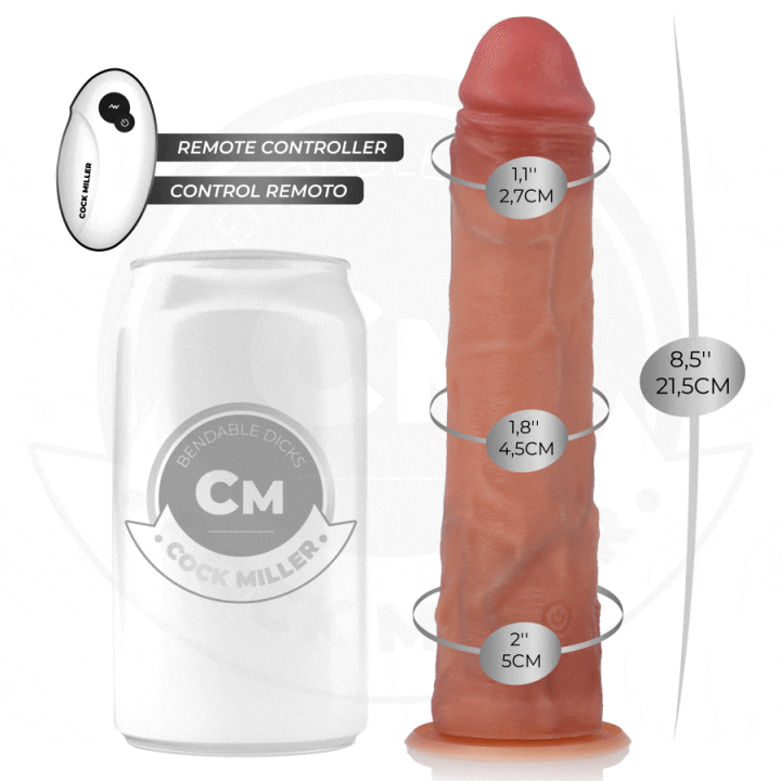 COCK MILLER - DILDO REALISTA COM VENTOSA E CONTROLE REMOTO VIBRAÇÃO 19.5 CM