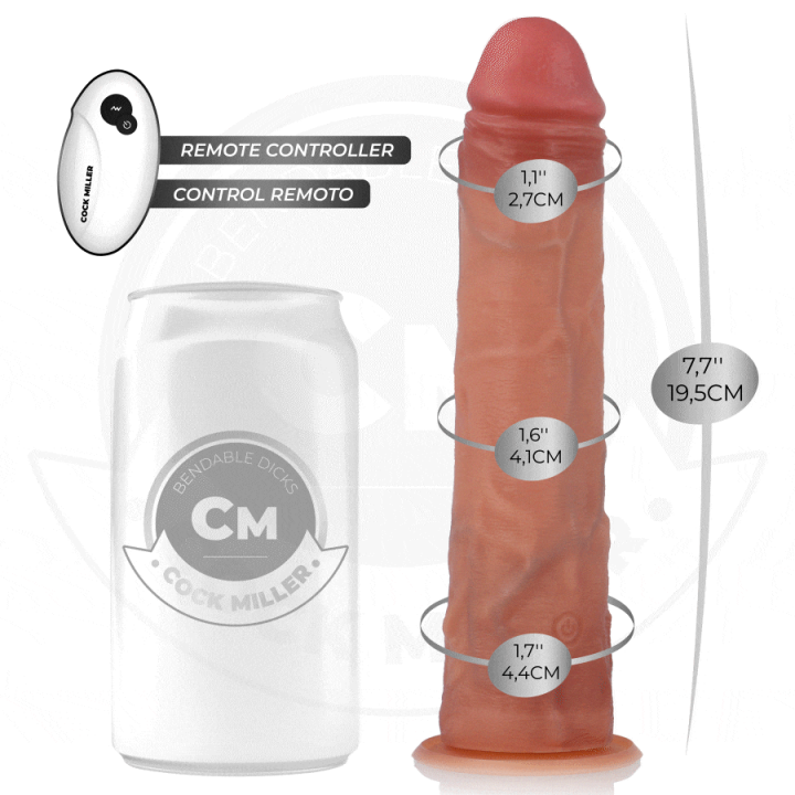 COCK MILLER - DILDO HIPER-REALISTA COM VENTOSA E IMPULSÃO COM CONTROLE REMOTO 19.5 CM