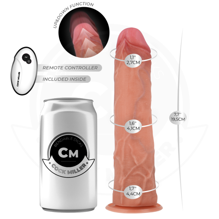 COCK MILLER - DILDO HIPER-REALISTA COM VENTOSA E IMPULSÃO COM CONTROLE REMOTO 19.5 CM