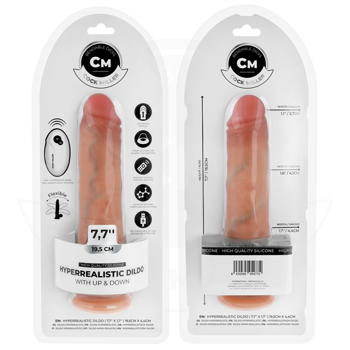 COCK MILLER - DILDO HIPER-REALISTA COM VENTOSA E IMPULSÃO COM CONTROLE REMOTO 19.5 CM