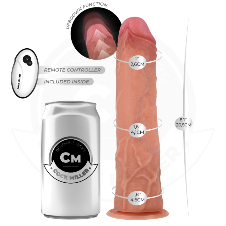 COCK MILLER - DILDO HIPER-REALISTA COM VENTOSA E IMPULSÃO COM CONTROLE REMOTO 20.5 CM