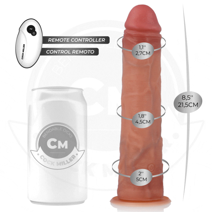 COCK MILLER - DILDO REALISTA COM VENTOSA E VIBRAÇÃO COM CONTROLE REMOTO 21.5 CM