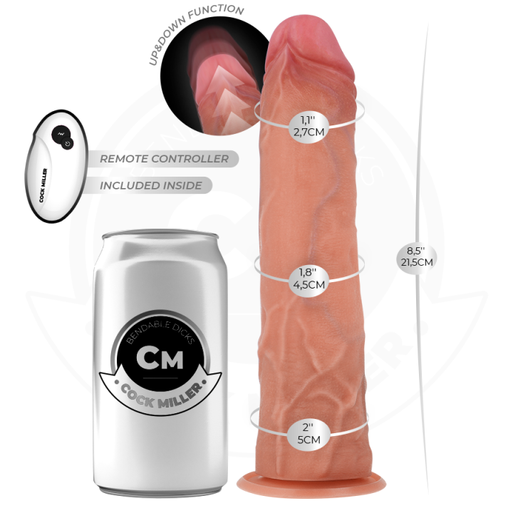 COCK MILLER - DILDO HIPER-REALISTA COM VENTOSA E IMPULSÃO COM CONTROLE REMOTO 21.5 CM