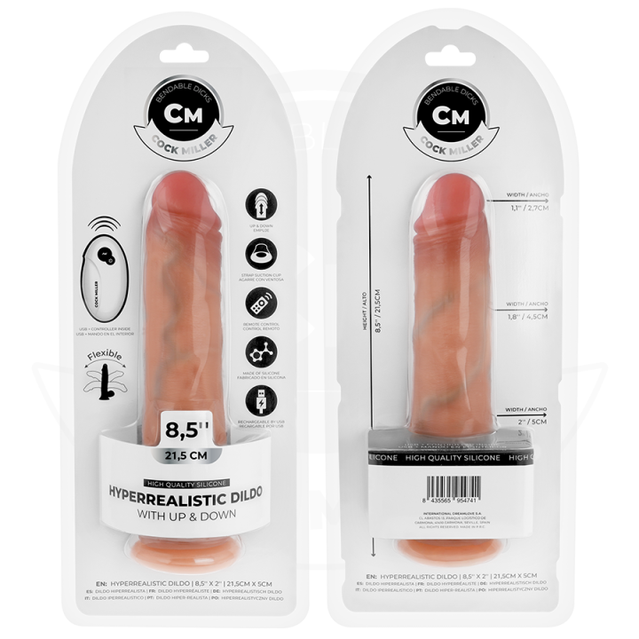 COCK MILLER - DILDO HIPER-REALISTA COM VENTOSA E IMPULSÃO COM CONTROLE REMOTO 21.5 CM
