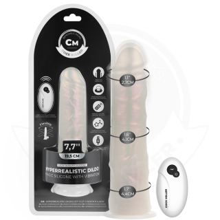 COCK MILLER - DILDO COM VENTOSA. LUZES E VIBRAÇÃO COM CONTROLE REMOTO BRANCO 19.5 CM