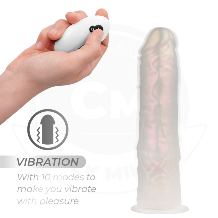 COCK MILLER - DILDO COM VENTOSA. LUZES E VIBRAÇÃO COM CONTROLE REMOTO BRANCO 19.5 CM