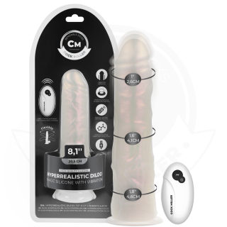 COCK MILLER - DILDO COM VENTOSA. LUZES E VIBRAÇÃO COM CONTROLE REMOTO BRANCO 20.5 CM
