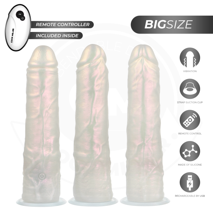 COCK MILLER - DILDO COM VENTOSA. LUZES E VIBRAÇÃO COM CONTROLE REMOTO BRANCO 21.5 CM