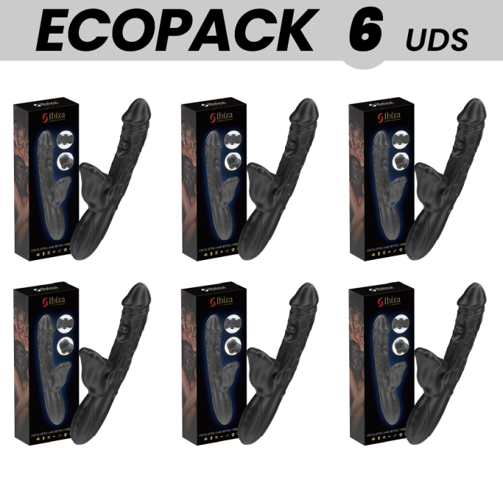 ECOPACKS 6 UNIDADES - VIBRADOR IBIZA E ESTIMULADOR DE CLITÓRIS COM EFEITO DE MORDIDA E ROTAÇÃO