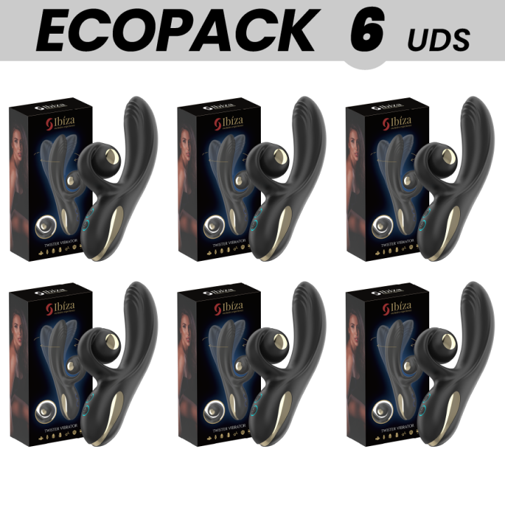 ECOPACKS 6 UNIDADES - VIBRADOR IBIZA TWISTER COM ESTIMULADOR DE CURVA E VIBRO-ROTAÇÃO