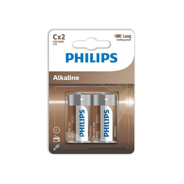 PHILIPS - PILHAS ALCALINAS C LR14 BLISTER*2