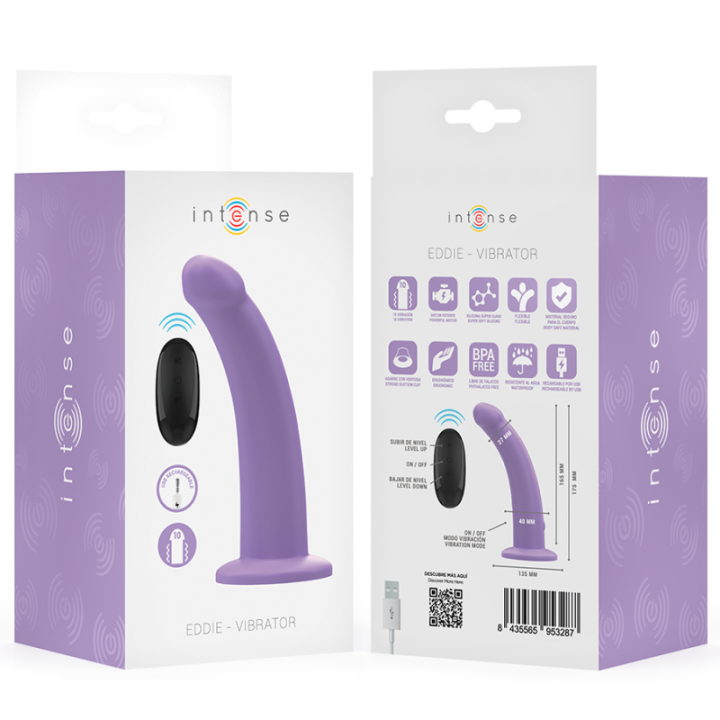 INTENSE - VIBRADOR EDDIE 17.5 CM 10 VIBRAÇÕES ROXO CONTROLE REMOTO