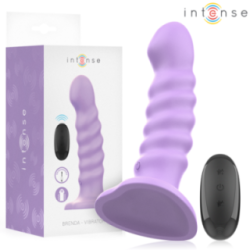 INTENSE - VIBRADOR BRENDA TAMANHO M DESIGN ESPIRAL 10 VIBRAÇÕES ROXO CONTROLE REMOTO
