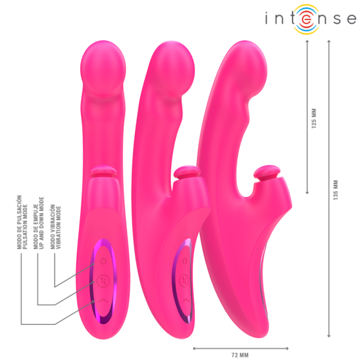 INTENSE - VIBRADOR EMI 13.5 CM MULTIFUNCIONAL 3 EM 1 10 VIBRAÇÕES ROSA