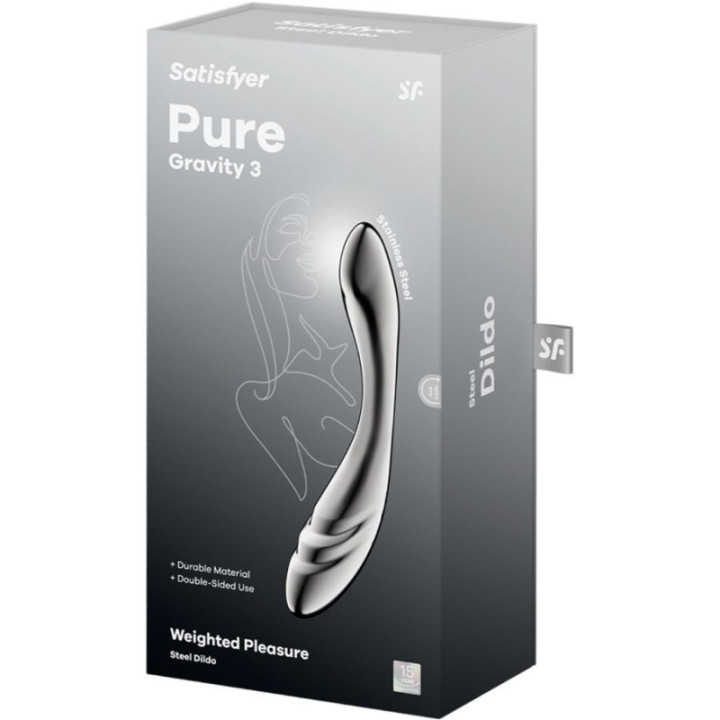 SATISFYER - PURE GRAVITY 3 DILDO DE AÇO INOXIDÁVEL COM DUAS EXTREMIDADES