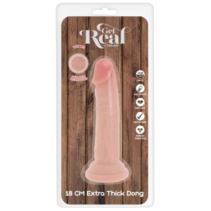 GET REAL - PÊNIS DE TPE DELUXE DE DUPLA DENSIDADE E ESPESSURA. 18 CM