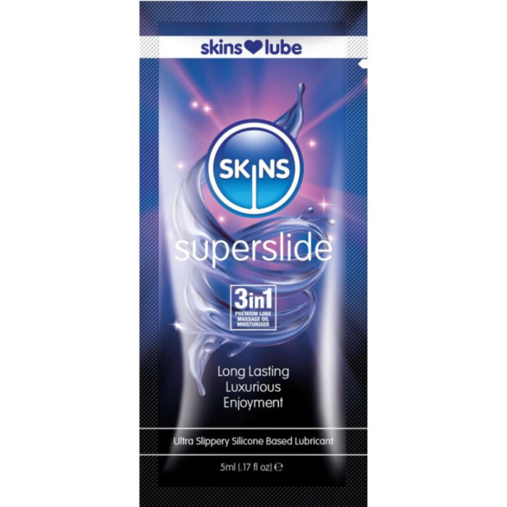SKINS - SUPERSLIDE LUBRIFICANTE À BASE DE SILICONE. DOSE ÚNICA DE 5 ML