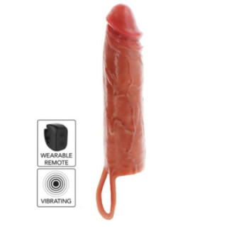GET REAL - CAPA VIBRATÓRIA DE SILICONE PARA PELE HIDRATADA. CARAMELO. 20 CM
