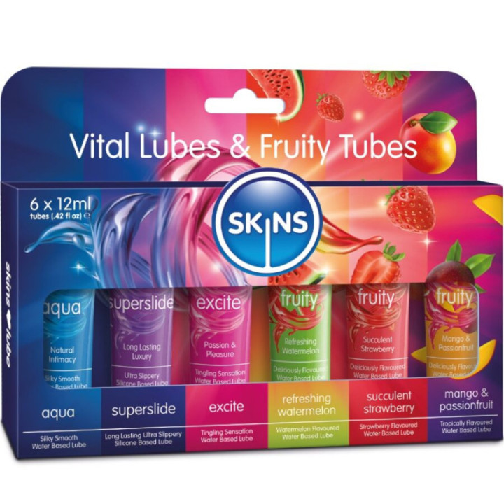 SKINS - KIT DE LUBRIFICANTES VITAL & FRUITY 6 x 12 ML