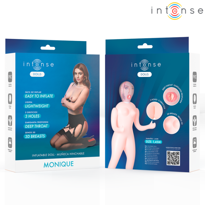 INTENSE DOLLS - BONECA INFLÁVEL MONIQUE COM TRÊS ORIFÍCIOS