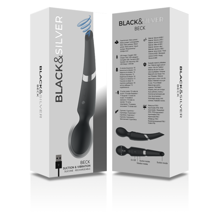 BLACK&SILVER - BECK WAND E VENTOSA 2 EM 1 SILICONE