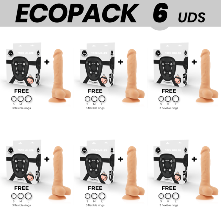 ECOPACK 6 UNIDADES - COCK MILLER ARNÊS + DENSIDADE DE SILICONE ARTICULVEL COCKSIL 18 CM