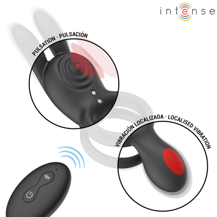 INTENSE - ANEL VIBRATÓRIO DUPLO QUINN COM CONTROLE REMOTO