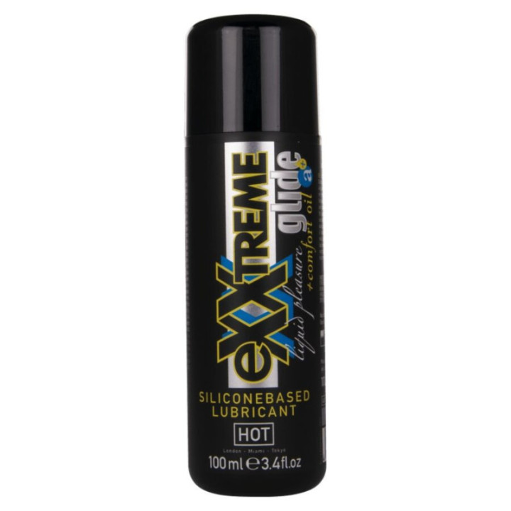 HOT - EXXTREME GLIDE LUBRIFICANTE À BASE DE SILICONE + ÓLEO CONFORTANTE A+ 100 ML