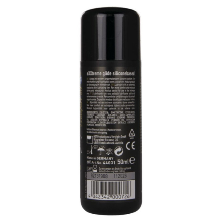 HOT - EXXTREME GLIDE LUBRIFICANTE À BASE DE SILICONE + ÓLEO CONFORTANTE A+ 50 ML