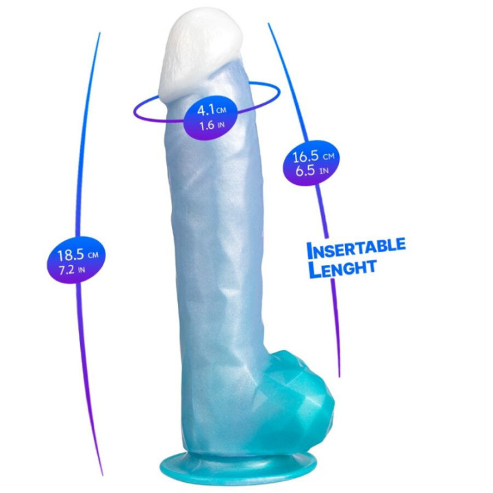 SILEXD - ANGEL DILDO FANTASY SILICONE LÍQUIDO TERMOREATIVO AZUL CELESTIAL 20.3 CM