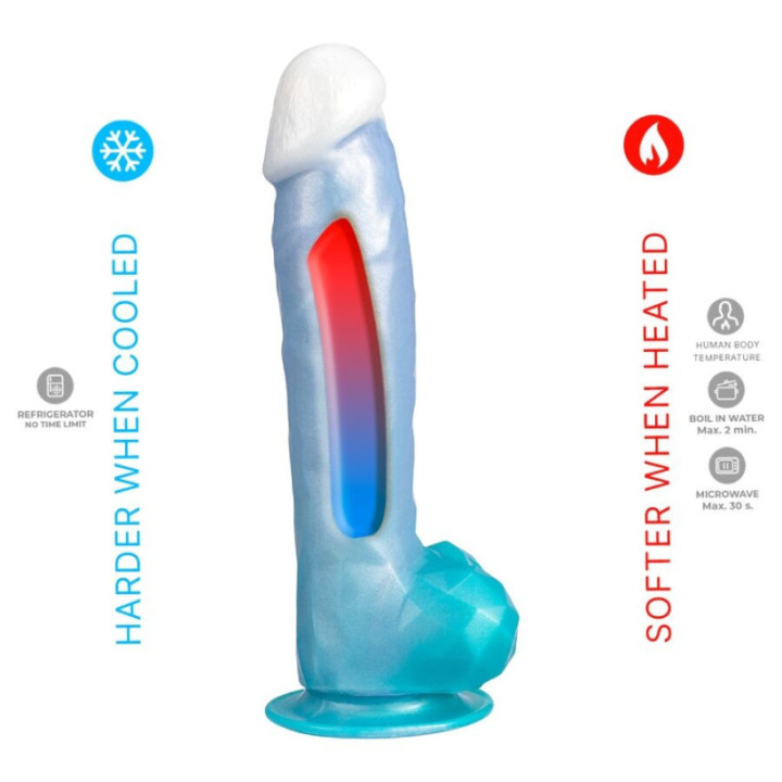 SILEXD - ANGEL DILDO FANTASY SILICONE LÍQUIDO TERMOREATIVO AZUL CELESTIAL 20.3 CM