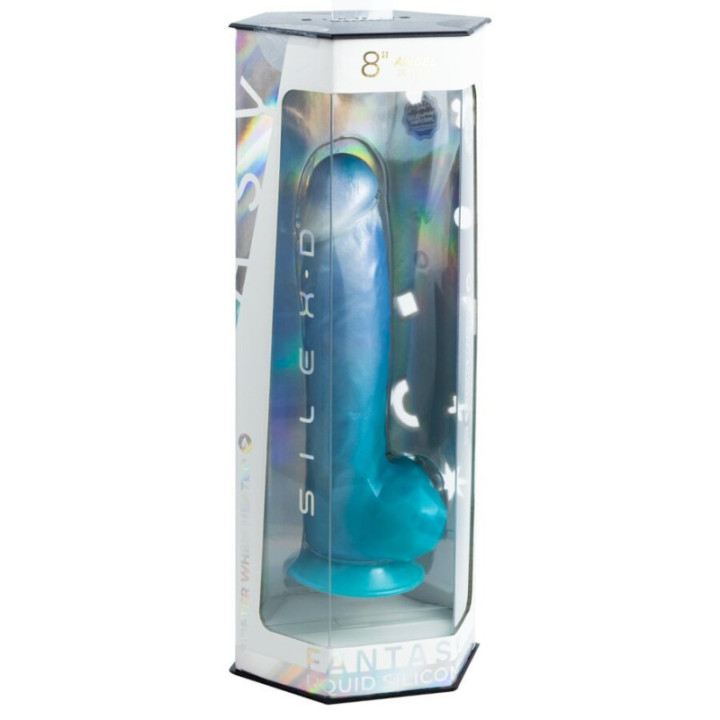 SILEXD - ANGEL DILDO FANTASY SILICONE LÍQUIDO TERMOREATIVO AZUL CELESTIAL 20.3 CM