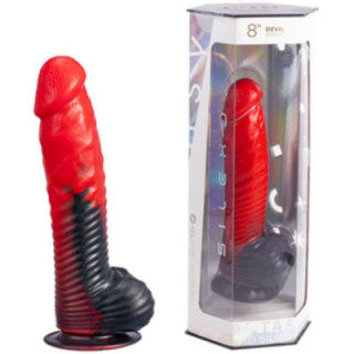 SILEXD - DEVIL DILDO FANTASIA DE SILICONE LÍQUIDO TERMOREATIVO VERMELHO E PRETO 20.3 CM