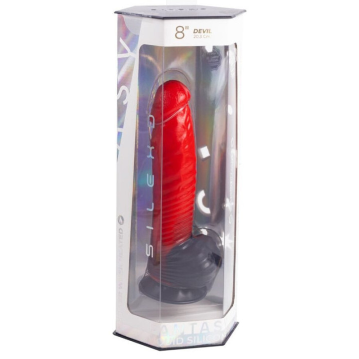 SILEXD - DEVIL DILDO FANTASIA DE SILICONE LÍQUIDO TERMOREATIVO VERMELHO E PRETO 20.3 CM