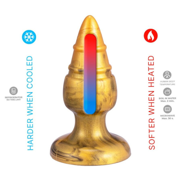 SILEXD - GOLDY PLUG ANAL FANTASY DE SILICONE LÍQUIDO TERMOREATIVO DOURADO 9.2 CM