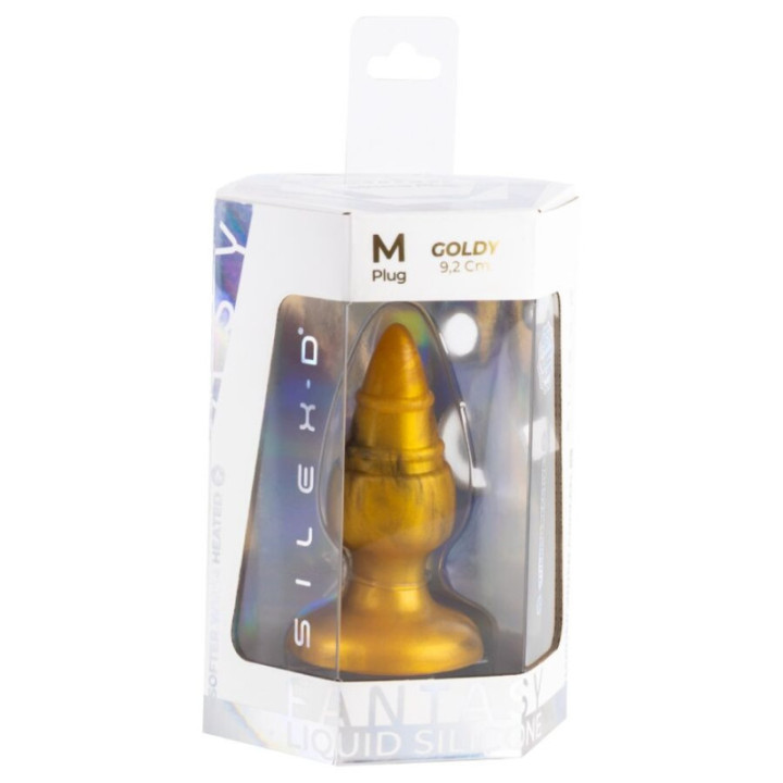 SILEXD - GOLDY PLUG ANAL FANTASY DE SILICONE LÍQUIDO TERMOREATIVO DOURADO 9.2 CM