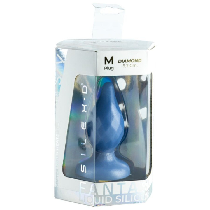 SILEXD - DIAMOND PLUG ANAL FANTASY DE SILICONE LÍQUIDO TERMOREATIVO AZUL PEROLADO 9.2 CM