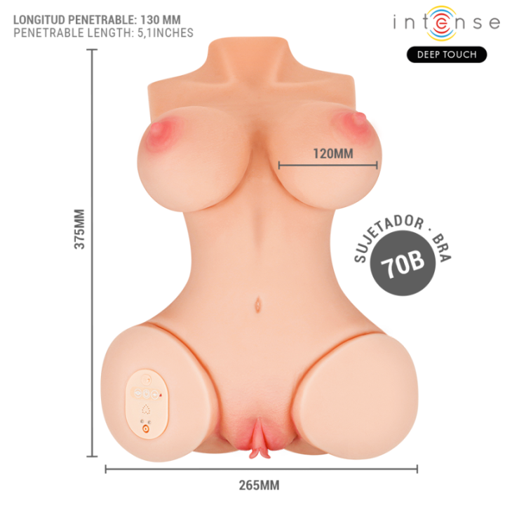 INTENSE DEEP TOUCH - VERO TORSO. ÂNUS E VAGINA COM SUCÇÃO. CALOR. VIBRAÇÃO E EFEITOS DE VOZ COM CONTROLE REMOTO 5.5 KG