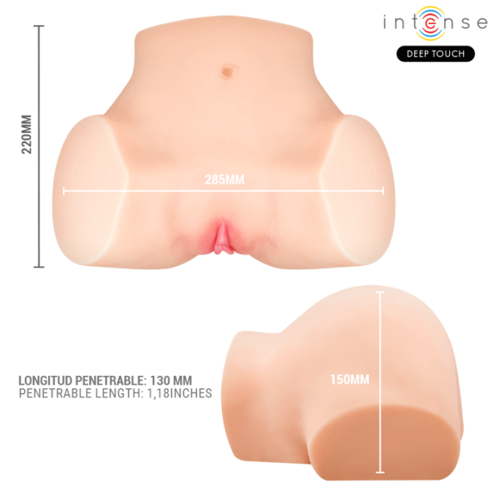 INTENSE DEEP TOUCH - MASTURBADOR ANAL E VAGINAL NICOLE COM EFEITOS DE SUCÇÃO. CALOR. VIBRAÇÃO E VOZ. COM CONTROLE REMOTO. 5.3 KG