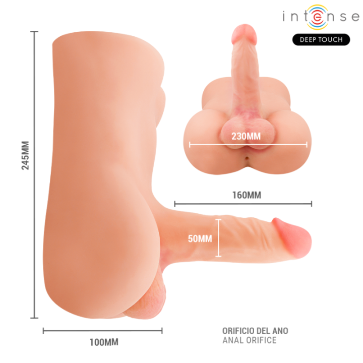 INTENSE DEEP TOUCH - TORSO DAMIEN COM ÂNUS E DILDO REALISTA COM FUNÇÃO DE PRESSÃO E VIBRAÇÃO. CONTROLE REMOTO. 3.5 KG