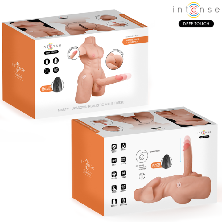 INTENSE DEEP TOUCH - TORSO MARTY COM ÂNUS E DILDO REALISTA COM FUNÇÃO DE PRESSÃO E VIBRAÇÃO. CONTROLE REMOTO. 6.2 KG