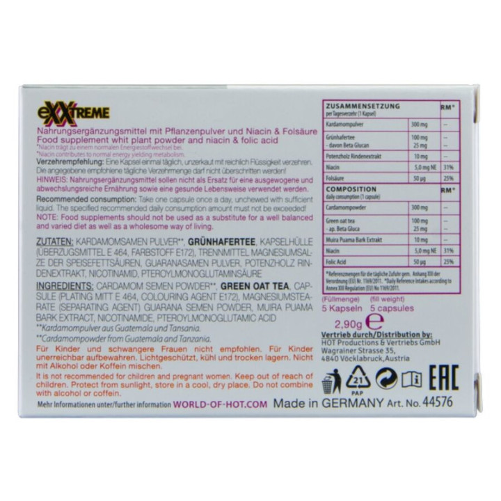 HOT- CÁPSULAS PARA LIBIDO EXTREMA FEMININA 5 UNIDADES