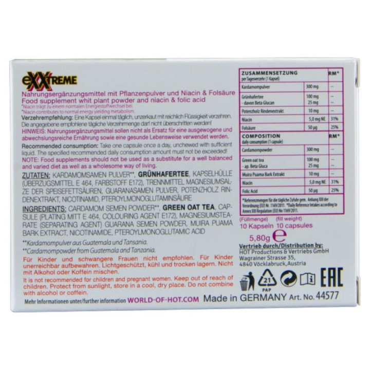 HOT - EXXTREME CÁPSULAS LIBIDIN PARA MULHER 10 UNIDADES