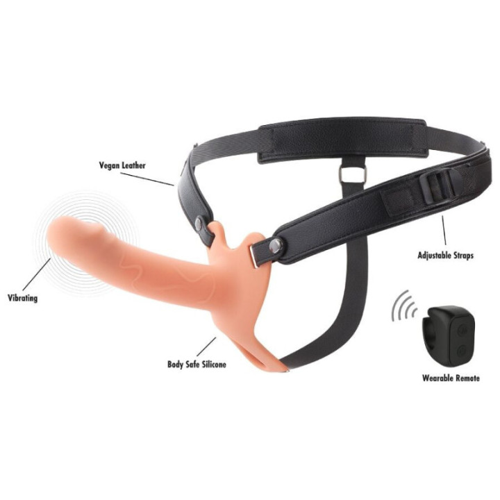 HIDDEN DESIRE - INFERNO MANGA PENIANA VIBRATÓRIA COM STRAP-ON 16 CM